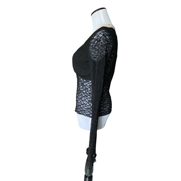 Womens Sheer Lace Bell Sleeve Top Size XL Black Romantic Goth Dark Coquette Y2K - Picture 2 of 13